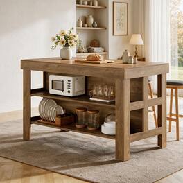 Tribesigns - Kitchen Island with Storage Shelves - Vintage Brown