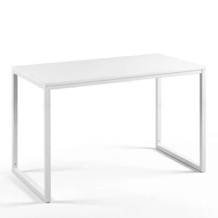 Hivvago - Modern Home Office Desk with Metal Frame and Wood Top - White