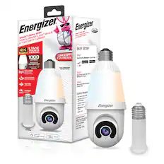 Energizer Smart 5GHz WiFi Bulb 1000 Lumens P/T Security Camera
- 2K Live Viewing
- 1000 Lumens Multi-White
- Dual Band
- Auto Motion Tracking
- Two-Way Conversation
- Weather IP54 Resistant
- Fits Standard Bulb Socket
- Works with Google Home and Alexa
Easy Setup:
1. Download the Energizer app.
2. Install your security camera.
3. Connect through Wi-Fi.
Requirements:
- Wi-Fi router
- Dual-band network
- Opening: 2.56 in (65 mm)
- Weight: 10.5 oz (298 g)
- Input: 100-240V AC
Package Includes:
- Smart 5GHz WiFi Light Bulb
- Security Camera
- Socket Extender
- Quick Start Guide
Works with Google Home and Alexa.