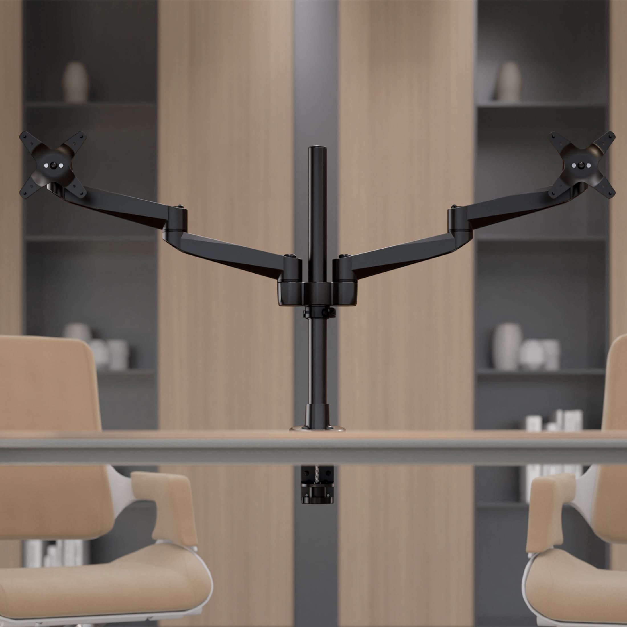 Mount-It! - CLiX Series Dual Wide Adjustable Monitor Desk Mount – Full Motion Dual Arm for Two 13"-32" Screens - Black