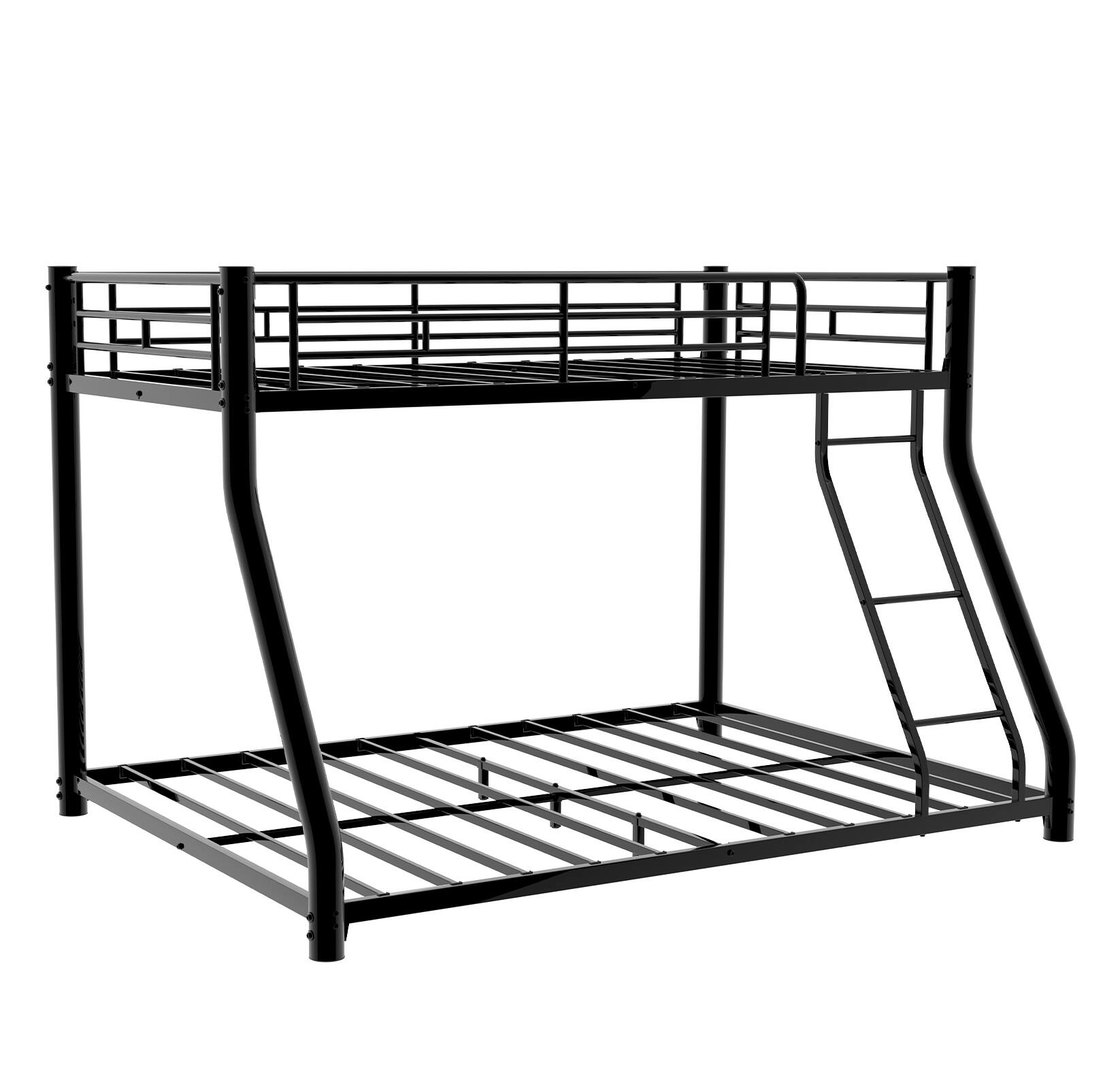 Alt View 10. Loheer - Loheer Twin Over Full Metal Bunk Bed Heavy Duty Frame with LED Lights USB Ports Storage Headboard and Ladder Noise Free - Black.