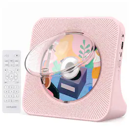 gueray - Portable CD Player, Bluetooth CD Kpop Player for Desktop with HiFi Sound Speaker - Pink