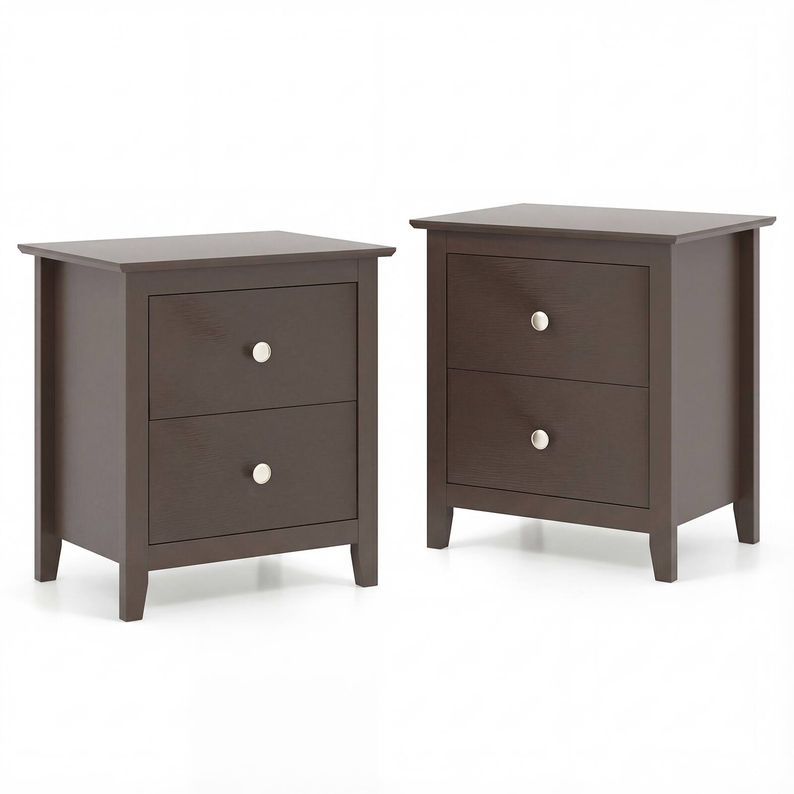 Alt View 9. Gymax - Gymax 2PCS Modern Nightstand w/ Storage 2 Drawers & Support Legs for Bedroom White - Brown.
