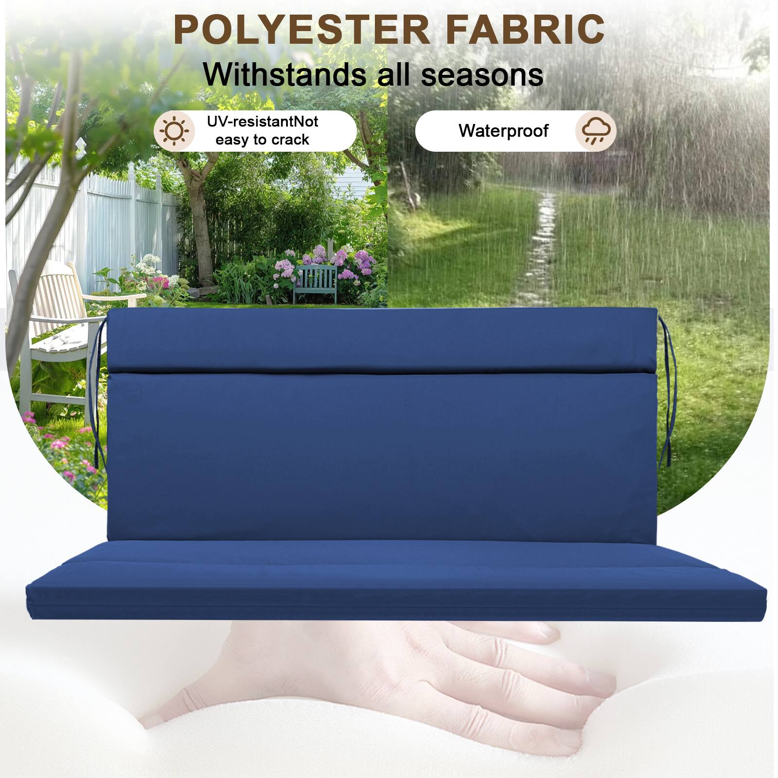 POLYESTER FABRIC  
Withstands all seasons  
UV-resistant  
Not easy to crack  
Waterproof