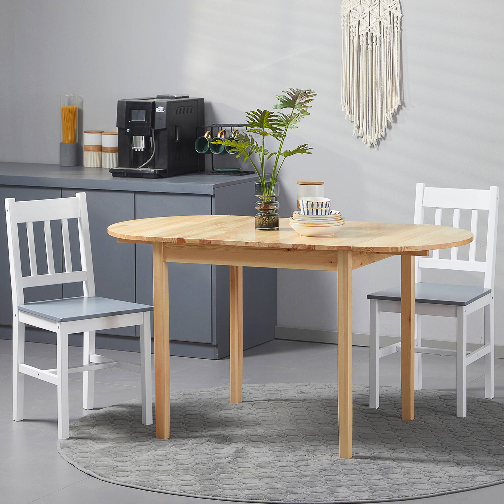 Alt View 7. Homcom - Wood Kitchen Table - Natural wood finish.