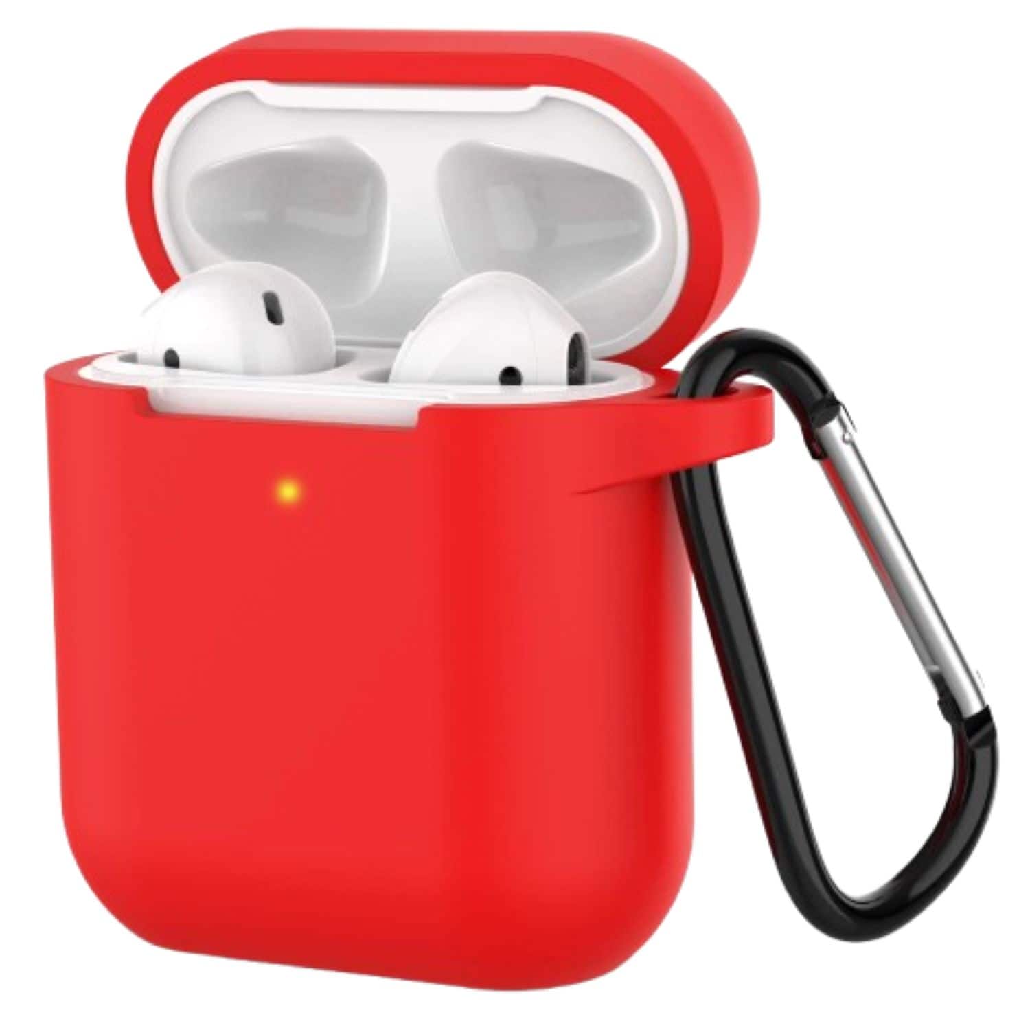Home Collection - Red Shockproof Silicone Protective Case with Keychain for Apple AirPods 1 & 2 – Full Cover Protection