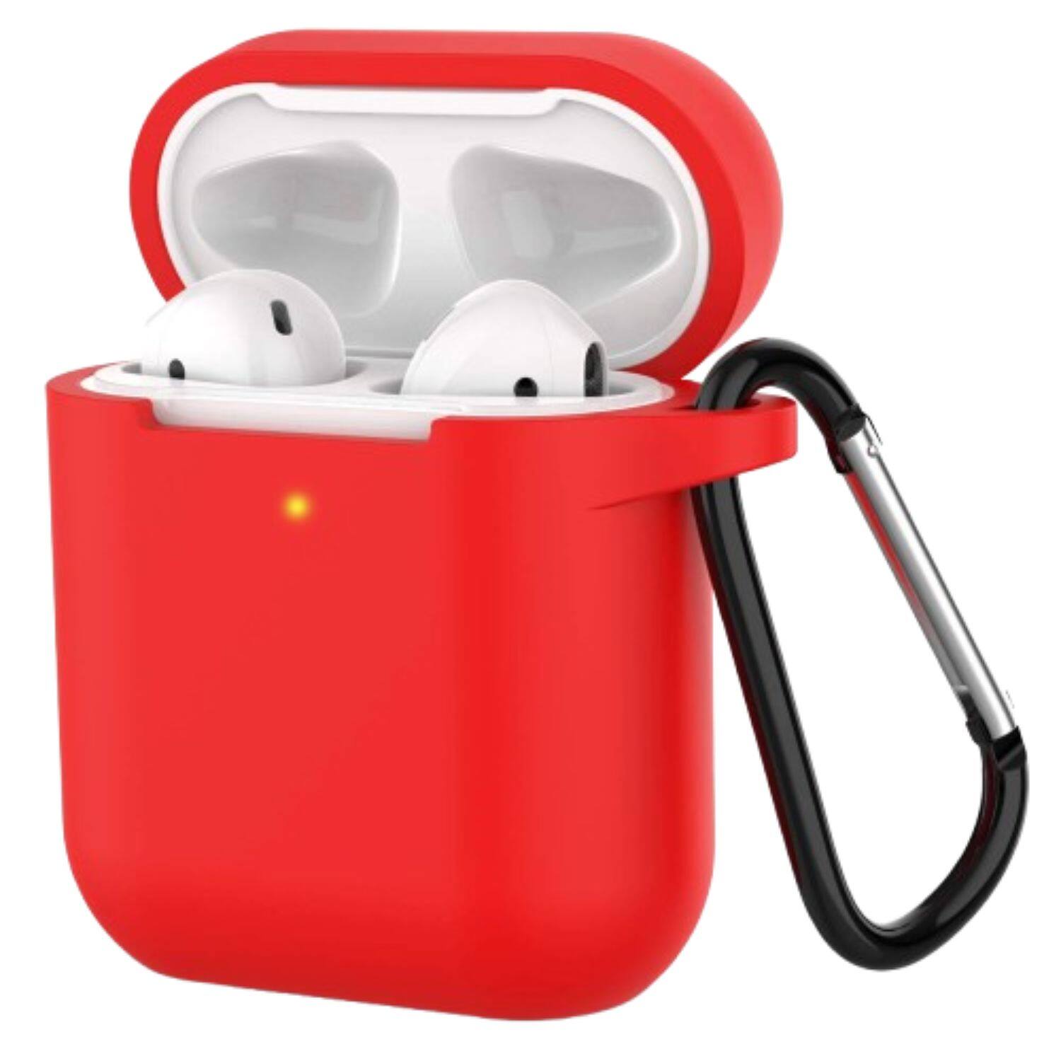 Home Collection - Red Shockproof Silicone Protective Case with Keychain for Apple AirPods 1 & 2 – Full Cover Protection