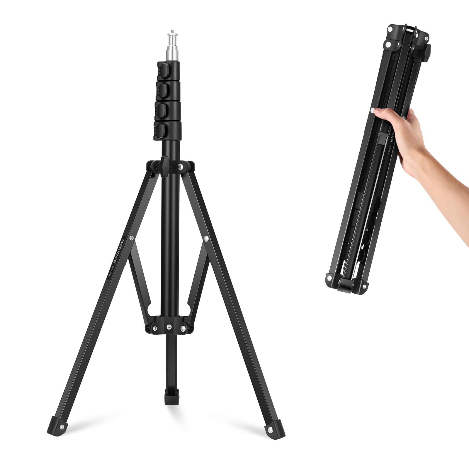 Front. Neewer - 71" Camera Tripod Kit with LED Ring Light - Portable Metal Stand for Streaming & Vlogging - Black.
