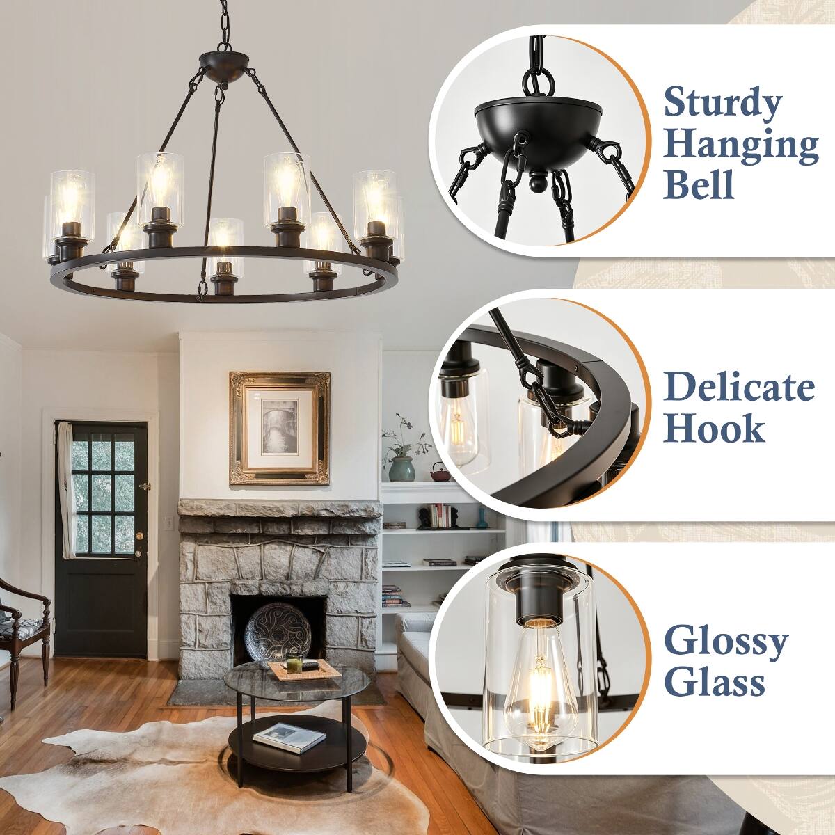 Sturdy Hanging Bell  
Delicate Hook  
Glossy Glass