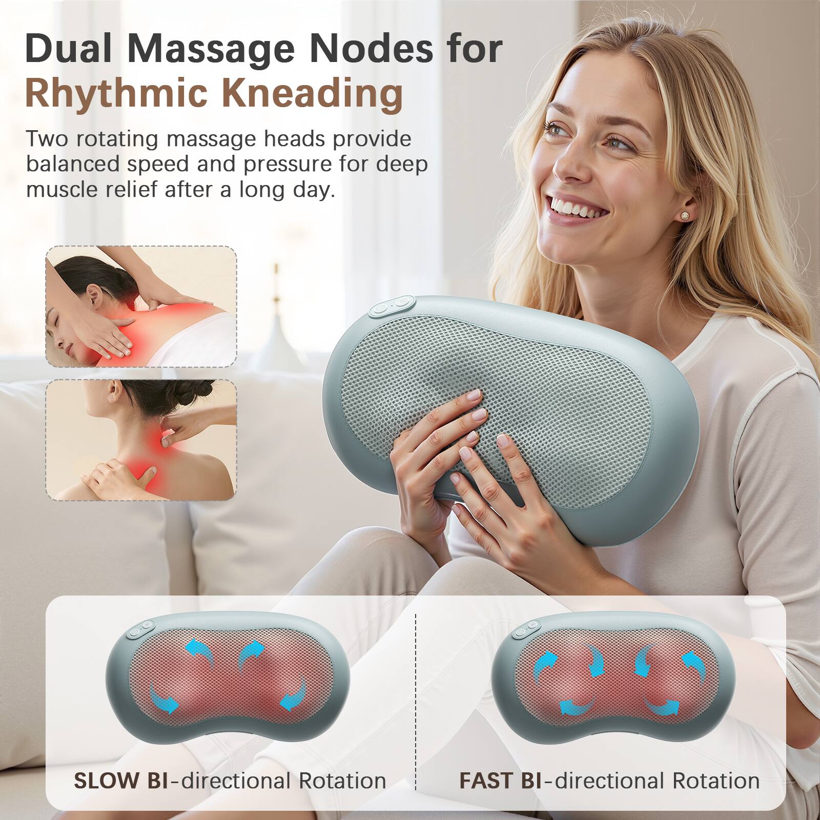 Sugift Shiatsu Massage Cushion with Heat, Full Body Back, Neck