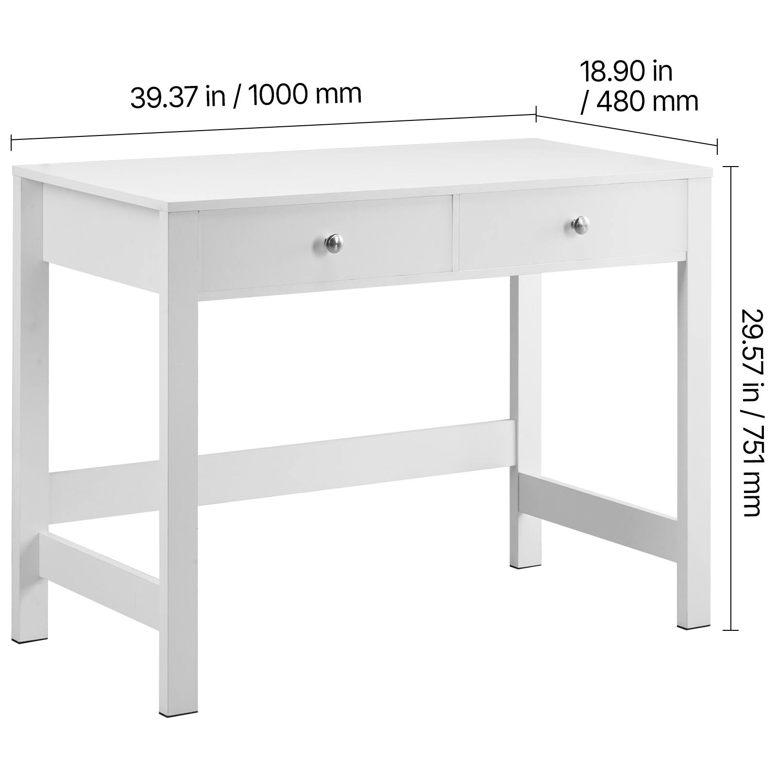 39.37 in / 1000 mm  
18.90 in / 480 mm  
29.57 in / 751 mm
