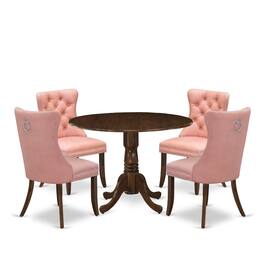 East West Furniture - 5 Piece Dining Room Furniture Set - Antique Walnut