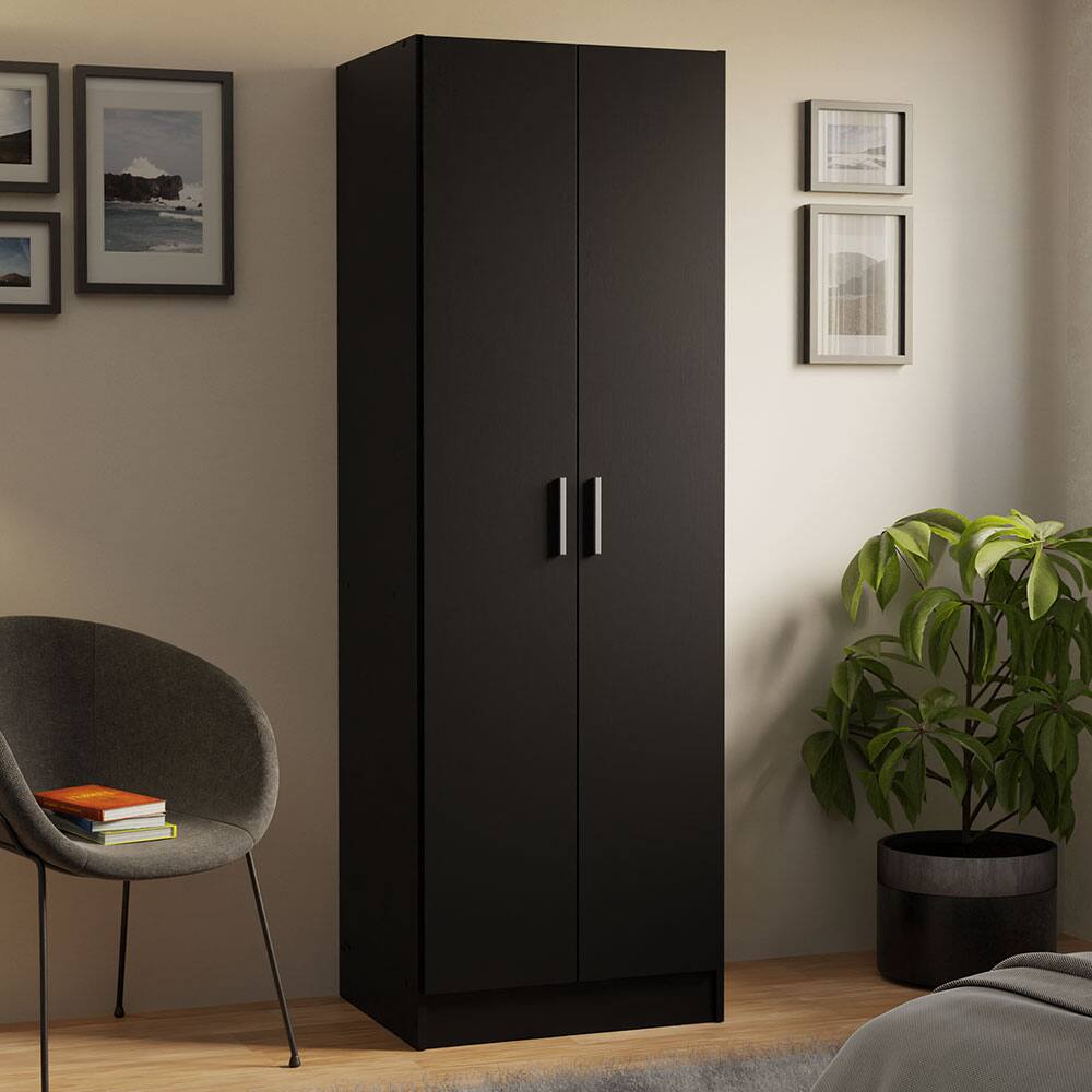 Angle. Madesa - Madesa Wardrobe with 2 Doors and 4 Utility Shelves 23"L - Black - Black.