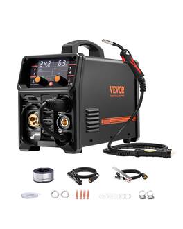 VEVOR - Pro MIG Welder, 200A Pluse Mig Welding Machine, 5-in-1 Synergic Welder Machine MIG Pluse/Gas MIG/Flux Core MIG/Stick - Black + Orange