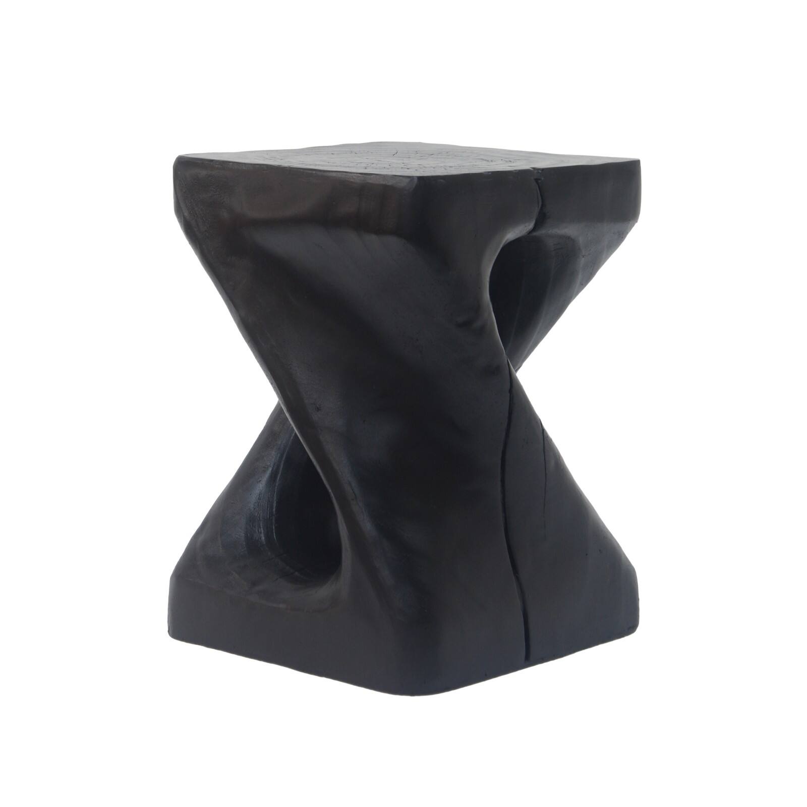 Alt View 4. Ecooso - Modern Spiral Side Table with Unique Twisted Design, Durable MGO Construction for Indoor Outdoor Use, Small Accent Table - Black.