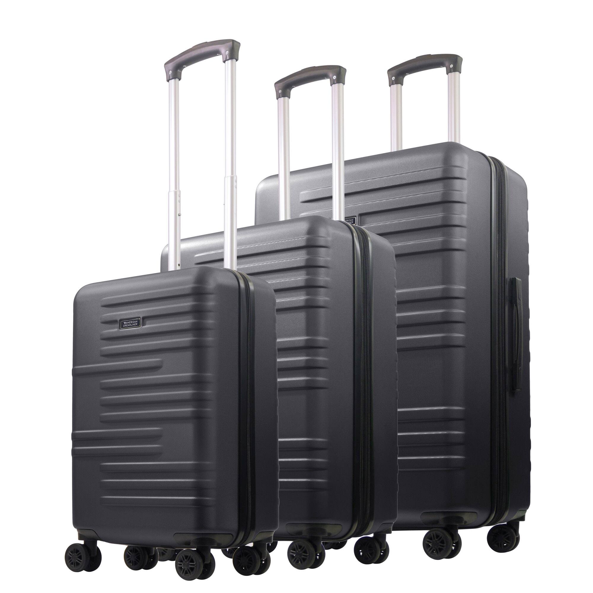 Angle. American Dreamliner - 3-Piece Hardside Luggage Set – 22.5", 26.5", 30" - BLACK.