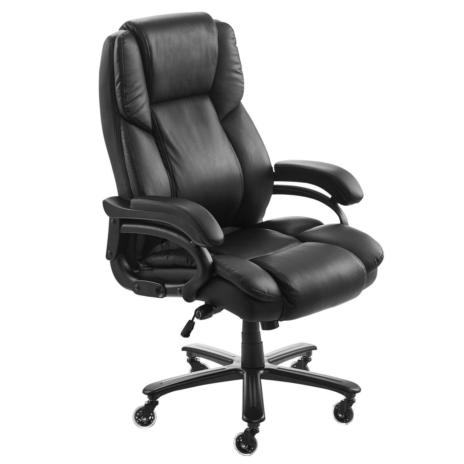 Alt View 9. Glintex - Executive Office Chair with Lumbar Support, 500lbs Capacity Ergonomic Reclining PU Leather Desk Chair Height Adjustable - Black.