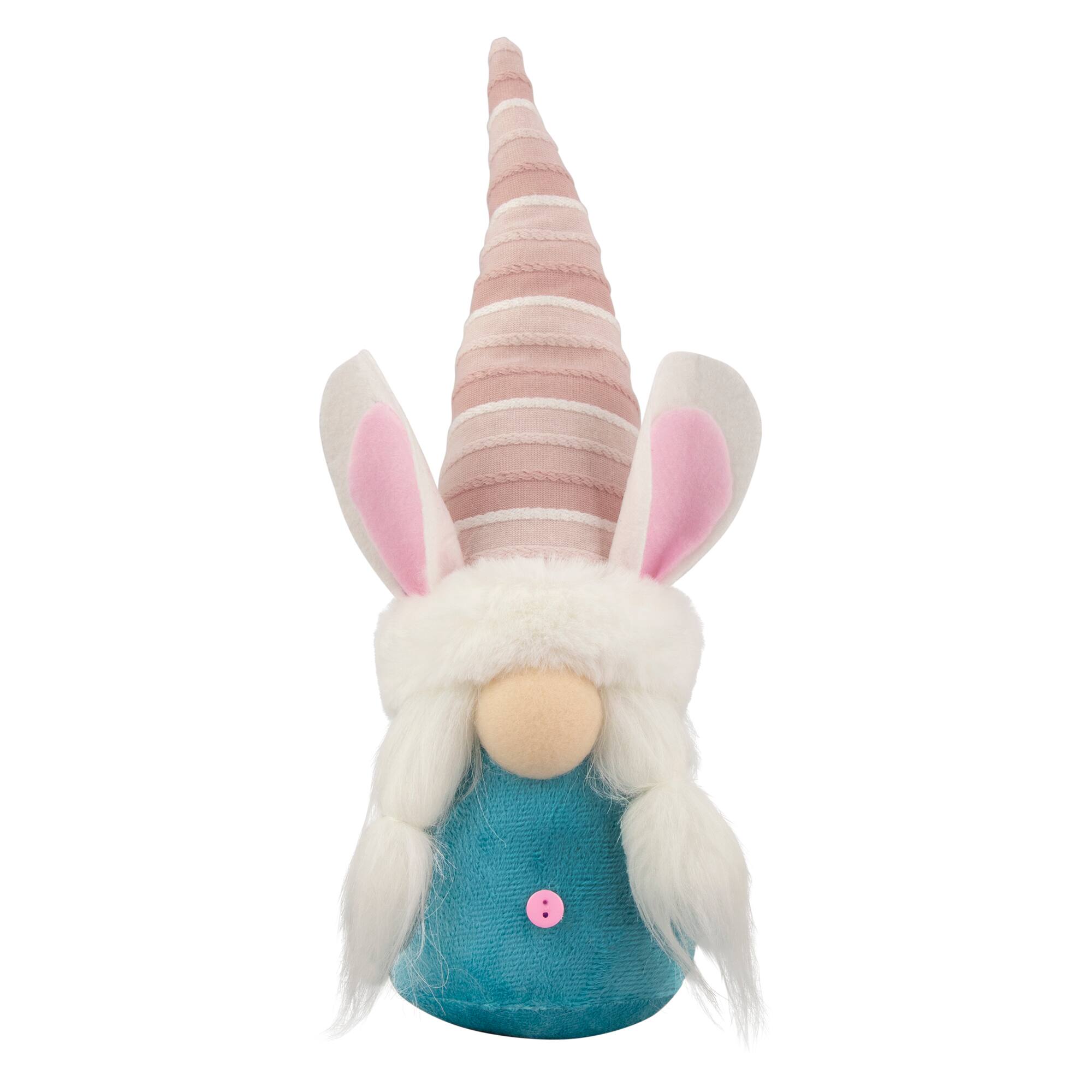 Front. Northlight - Girl Gnome with Easter Bunny Ears - 13" - Blue.