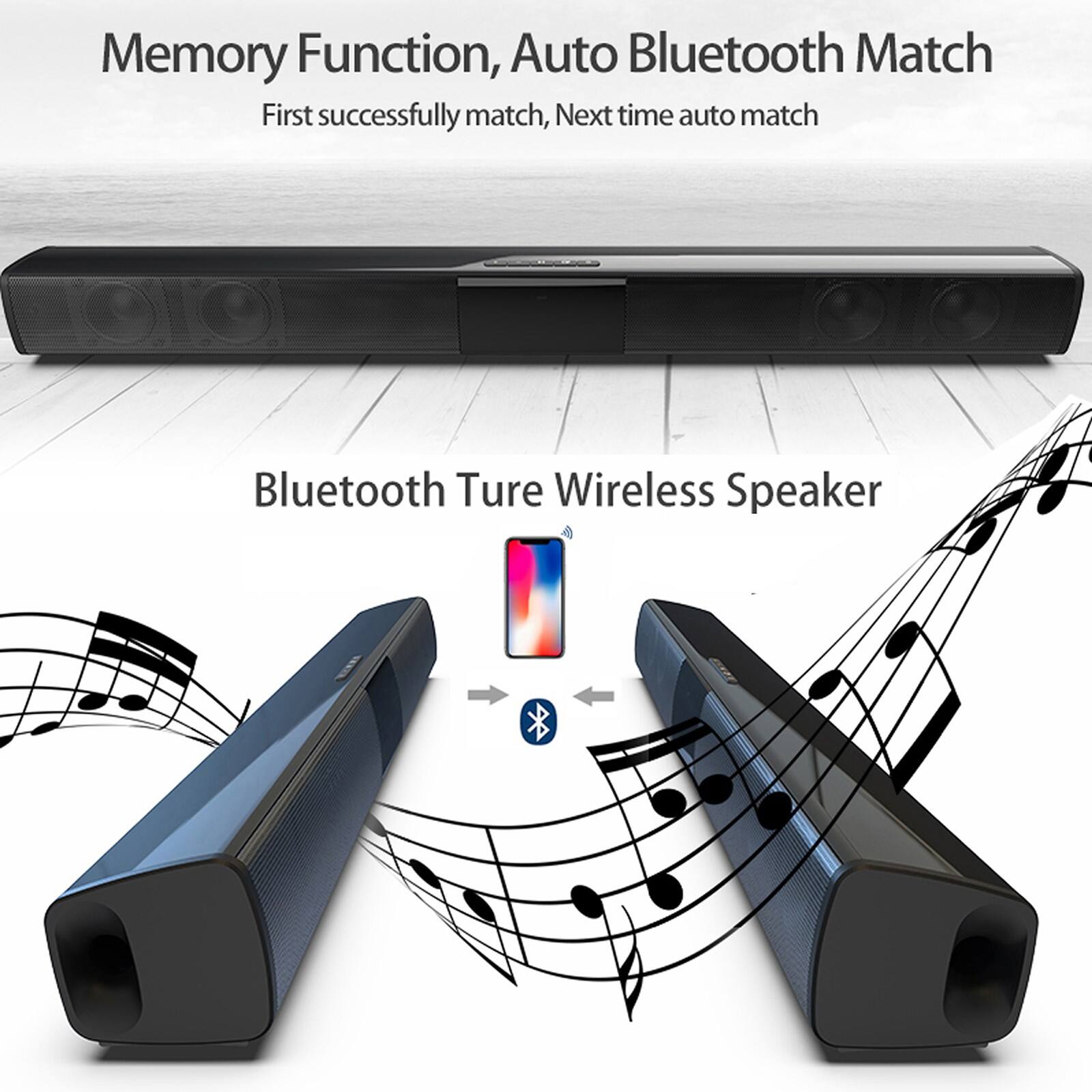 Memory Function, Auto Bluetooth Match  
First successfully match, Next time auto match  

Bluetooth True Wireless Speaker