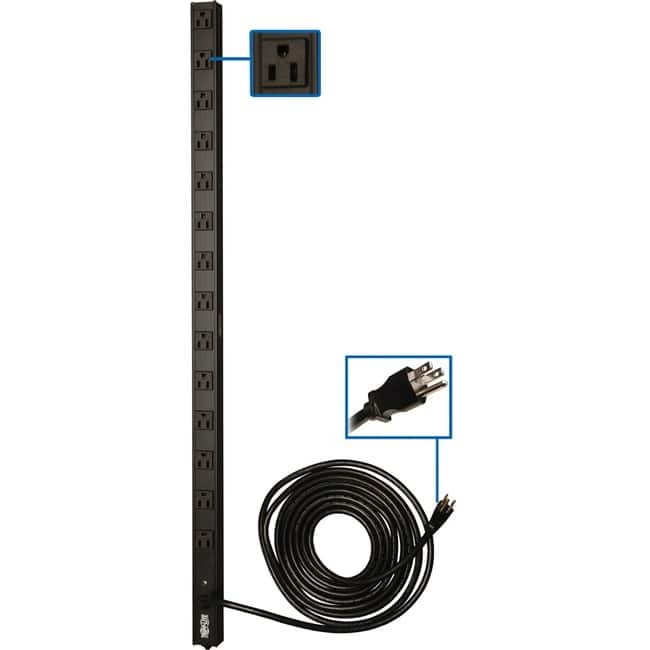 Eaton Tripp Lite Series 1.4kW Single-Phase 120V Basic PDU, 14 NEMA 5-15R Outlets, NEMA 5-15P Input, 15 ft. (4.57 m) - Unknown