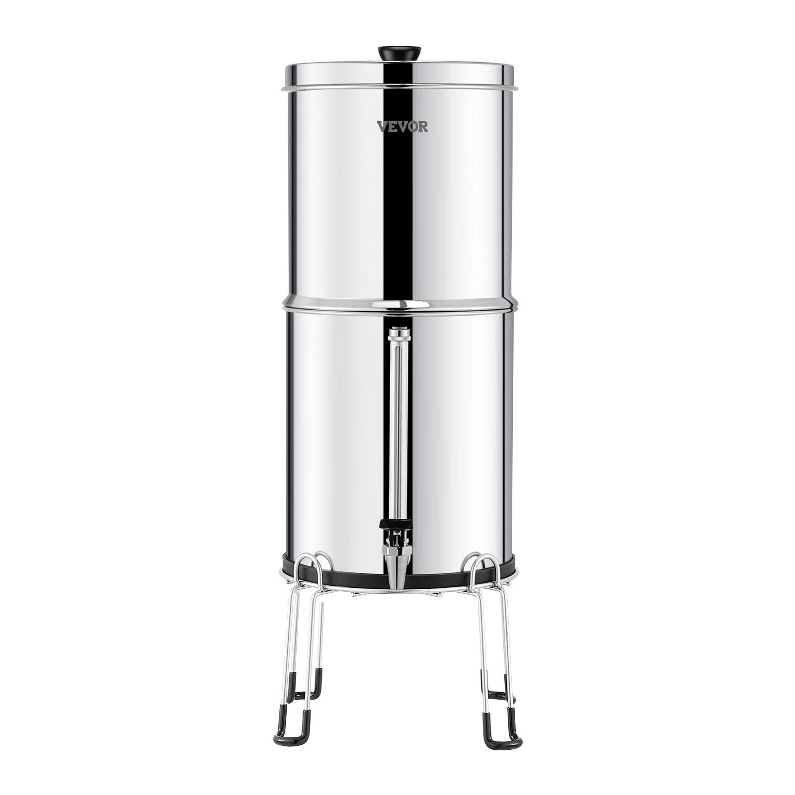 Alt View 5. VEVOR - Gravity-fed Water Filter System, 2.25G 304 Stainless-Steel Countertop Filtration System, Reduces Lead and Chlorine - Silver.