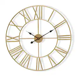Sorbus - Large Wall Clock for Living Room, Roman Numeral Wall Clock, 12 inch Wall Clock, Battery Operated Analog Clock - Gold