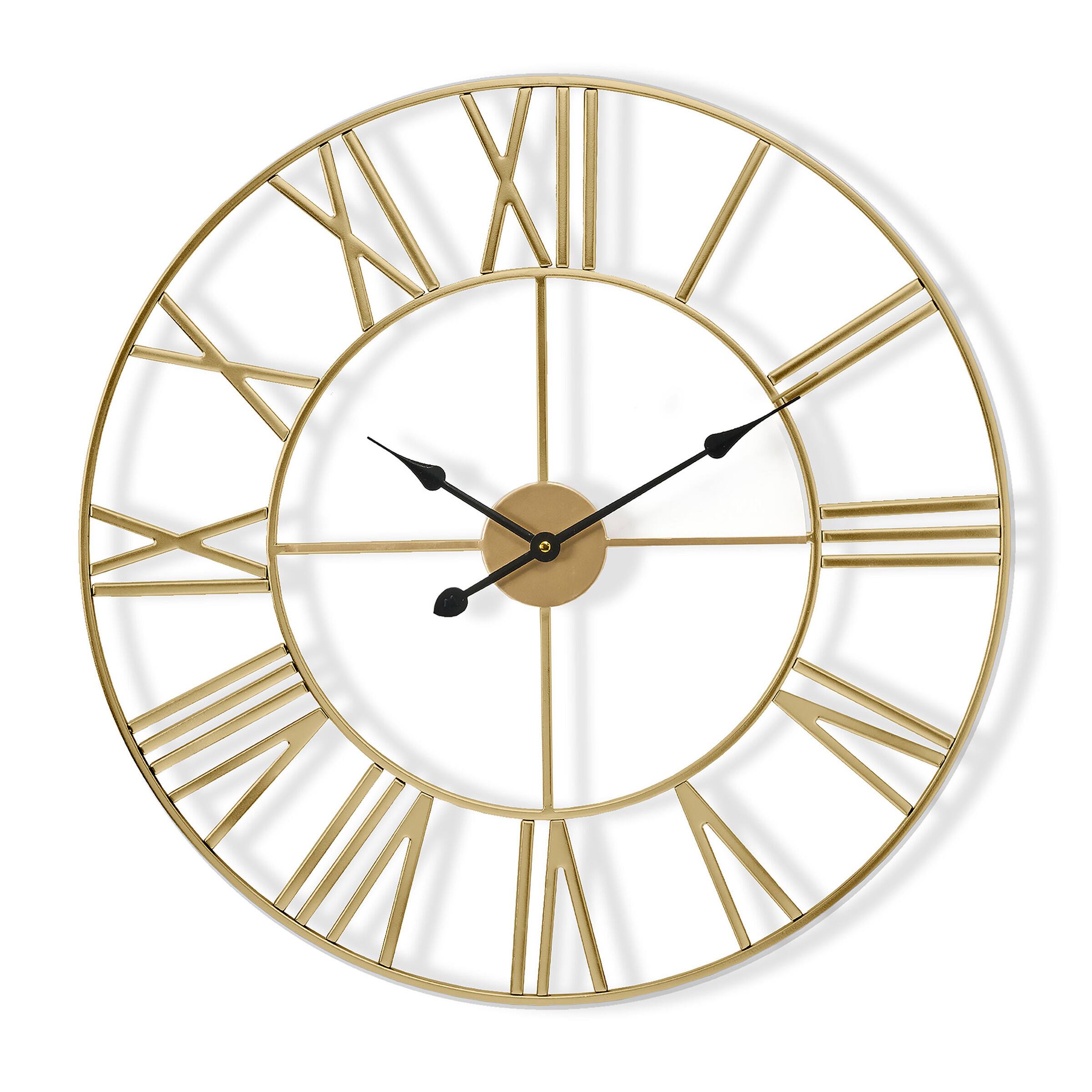Sorbus - Large Wall Clock for Living Room, Roman Numeral Wall Clock, 12 inch Wall Clock, Battery Operated Analog Clock - Gold