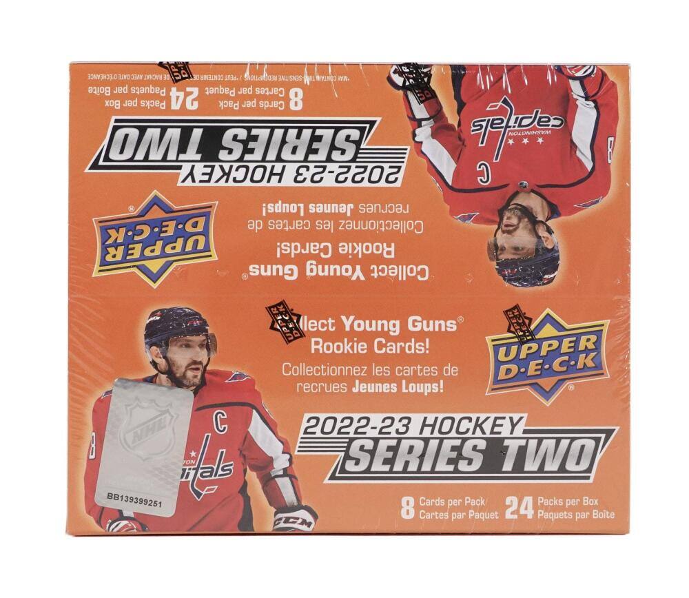 INYOPO DATE YAEC RACHAT DE Sa DE CONTENIR *PEUT NOuLenom SENSITIVE ToL CONTAIN IA. Boite par Paquets Paquet par Cartes Box per Packs 24 Pack per Cards 8 TWO SERIES  WASHINGTON F HOCKEY 2022-23  Loups! Jeunes recrues D.E.C.K de cartes les Collectionnez UPPER Cards! Rookie Guns Young Collect UPPER lect Young Guns Rookie Cards! UPPER Collectionnez les cartes de D-E-C.K recrues Jeunes Loups! NHL  2022-23 HOCKEY als TON SERIES TWO BB139399251 8 Cards per Pack 24 Packs per Box Cartes par Paquet Paquets par Boite CCM