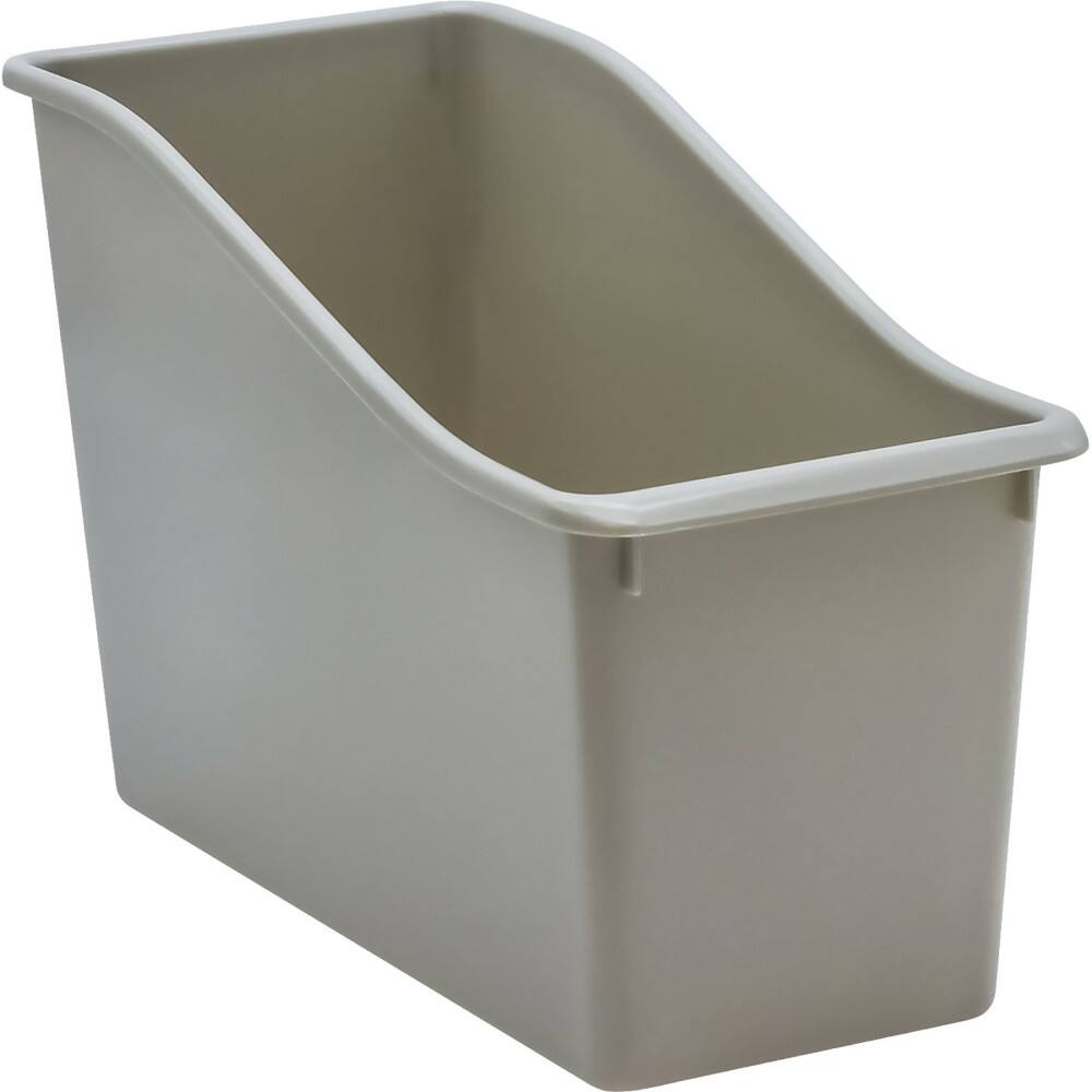 Front. Teacher Created Resources - Teacher Created Resources Plastic Book Bin, Gray.