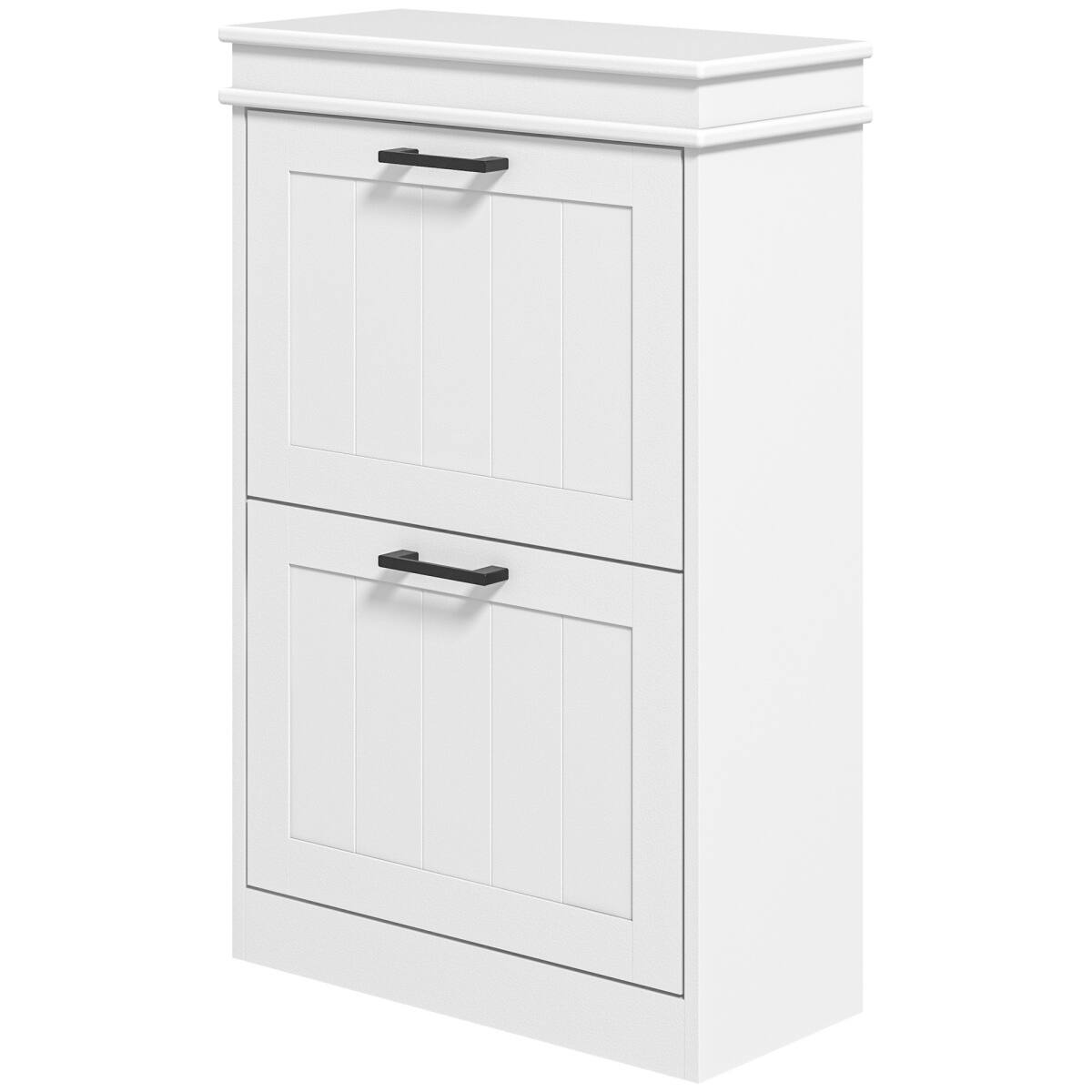Alt View 3. Halitaa - Shoe Cabinet,with 2 Flip Drawers & Adjustable Shelves for 10 Pairs,for Narrow Hallway,Apartment,Small Space Living - White.