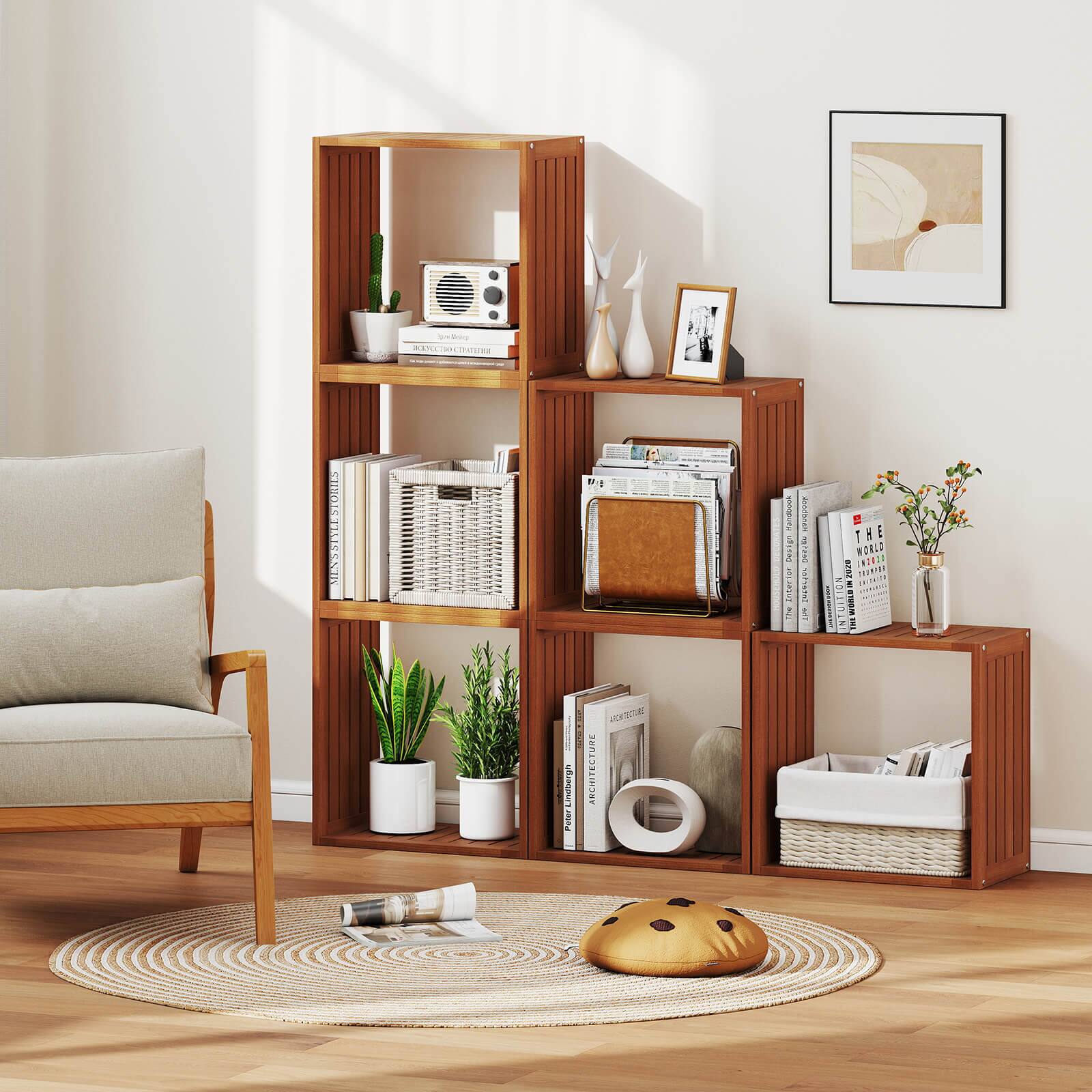 Costway 1 PCS 3 Cube Storage Organizers Stackable Bookcase Shelves