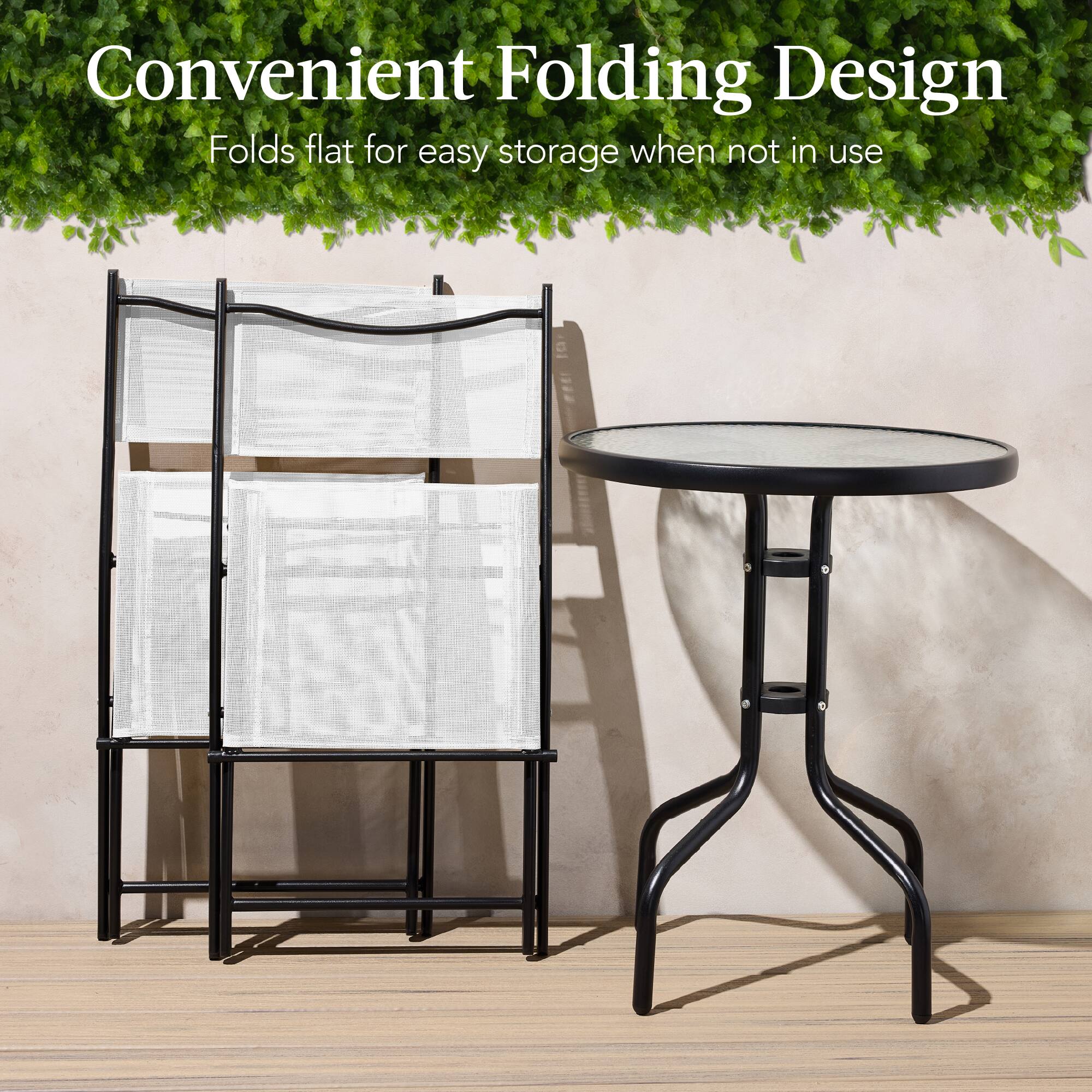 Convenient Folding Design  
Folds flat for easy storage when not in use