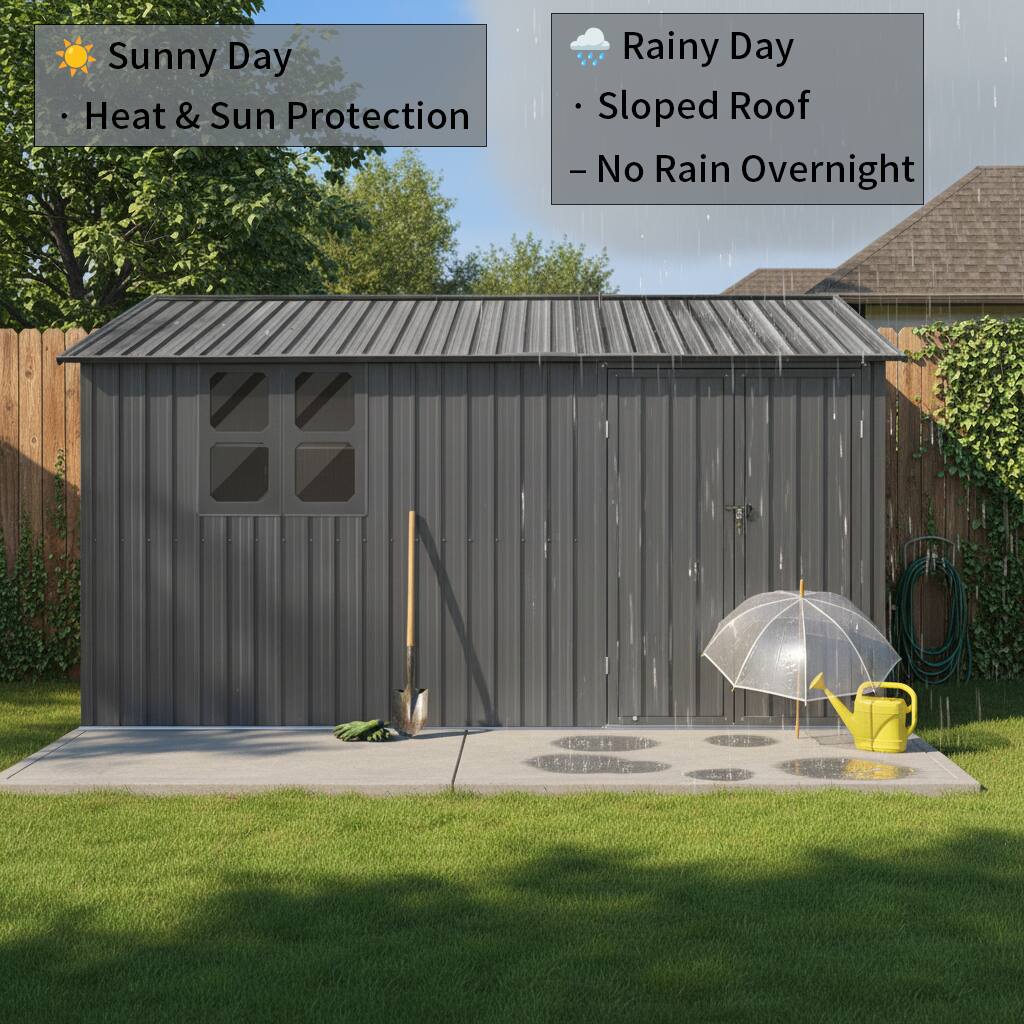 Sunny Day  
- Heat & Sun Protection  

Rainy Day  
- Sloped Roof  
- No Rain Overnight