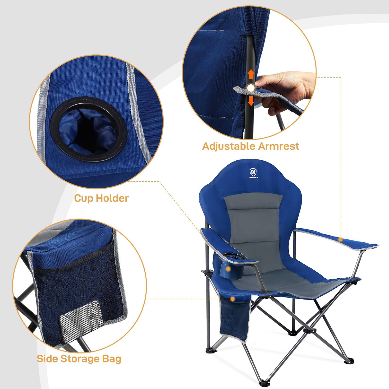 - Adjustable Armrest
- Cup Holder
- Side Storage Bag
