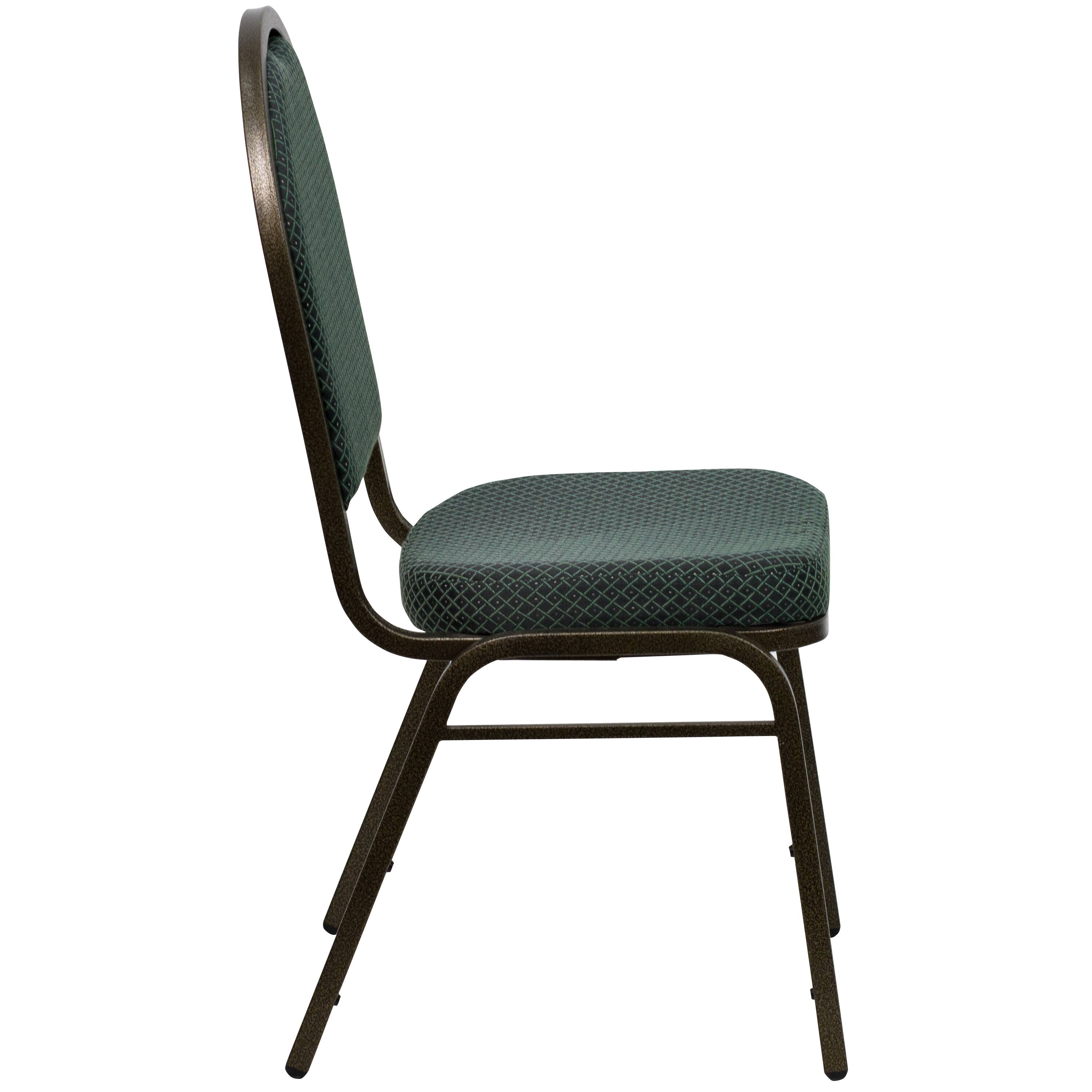 Alt View 6. Emma + Oliver - Dome Back Stacking Banquet Dining Chair - Green Patterned Fabric/Gold Vein Frame.