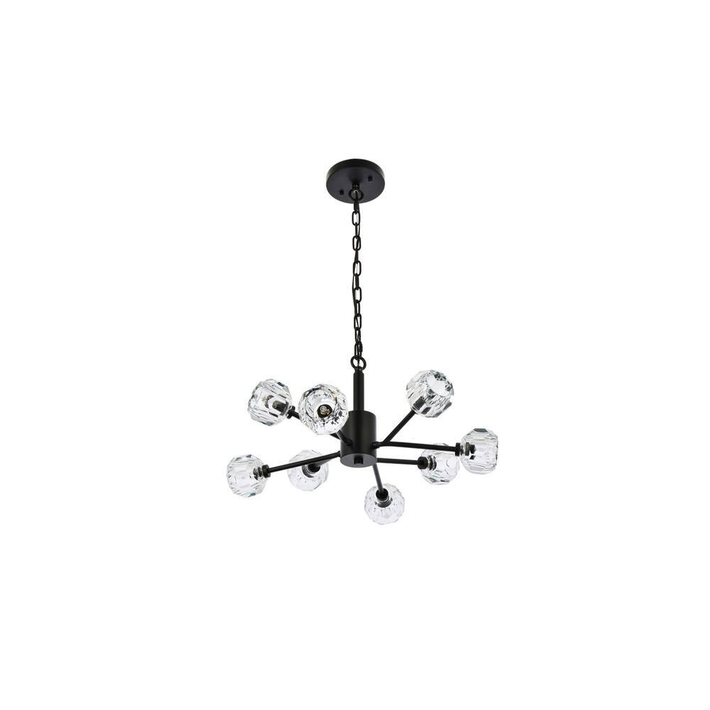 Back. Elegant Lighting - Graham 8 Light Pendant in Black - Black And Clear.