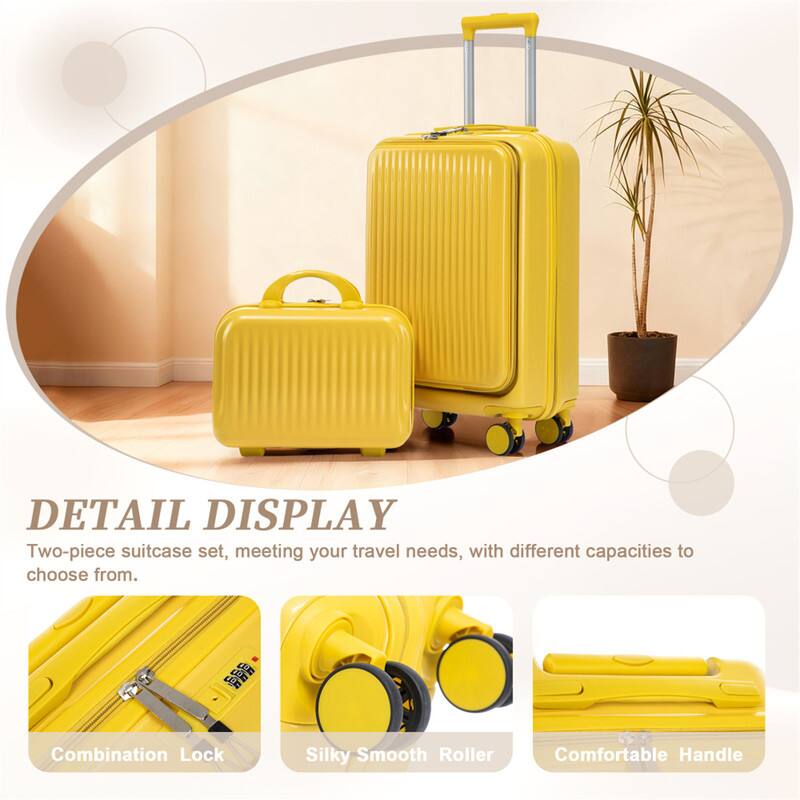 DETAIL DISPLAY  
Two-piece suitcase set, meeting your travel needs, with different capacities to choose from.  

- Combination Lock  
- Silky Smooth Roller  
- Comfortable Handle