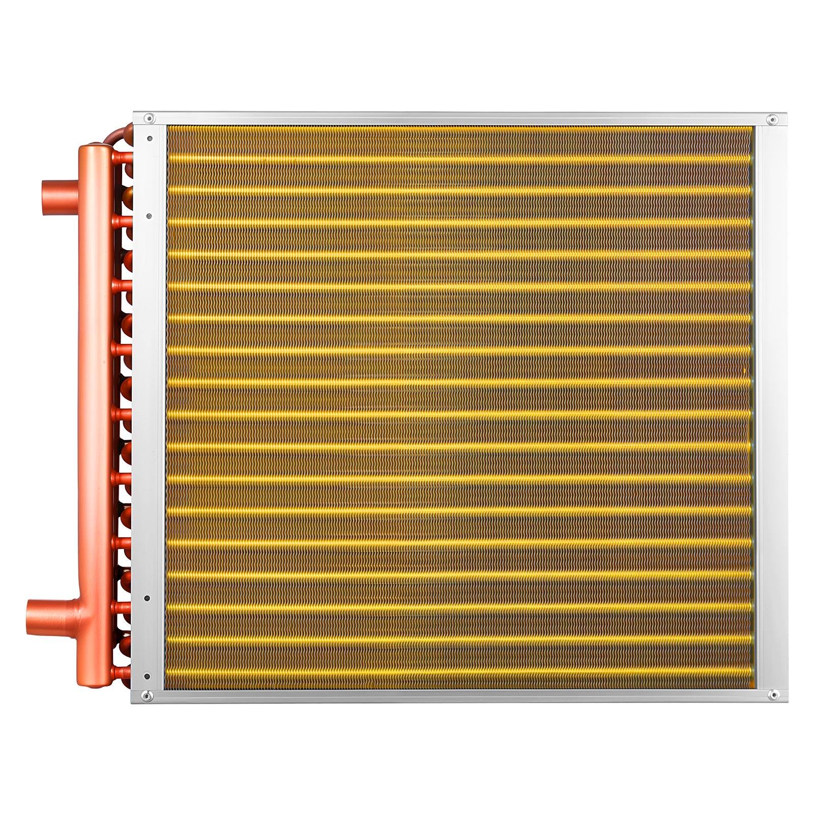 Alt View 5. VEVOR - Water to Air Heat Exchanger, 18 x 18 in Finned Tube HVAC Heat Exchanger Coil with Copper Tubes & Aluminum Fins, 120K BTU - Red-brown;Silver.