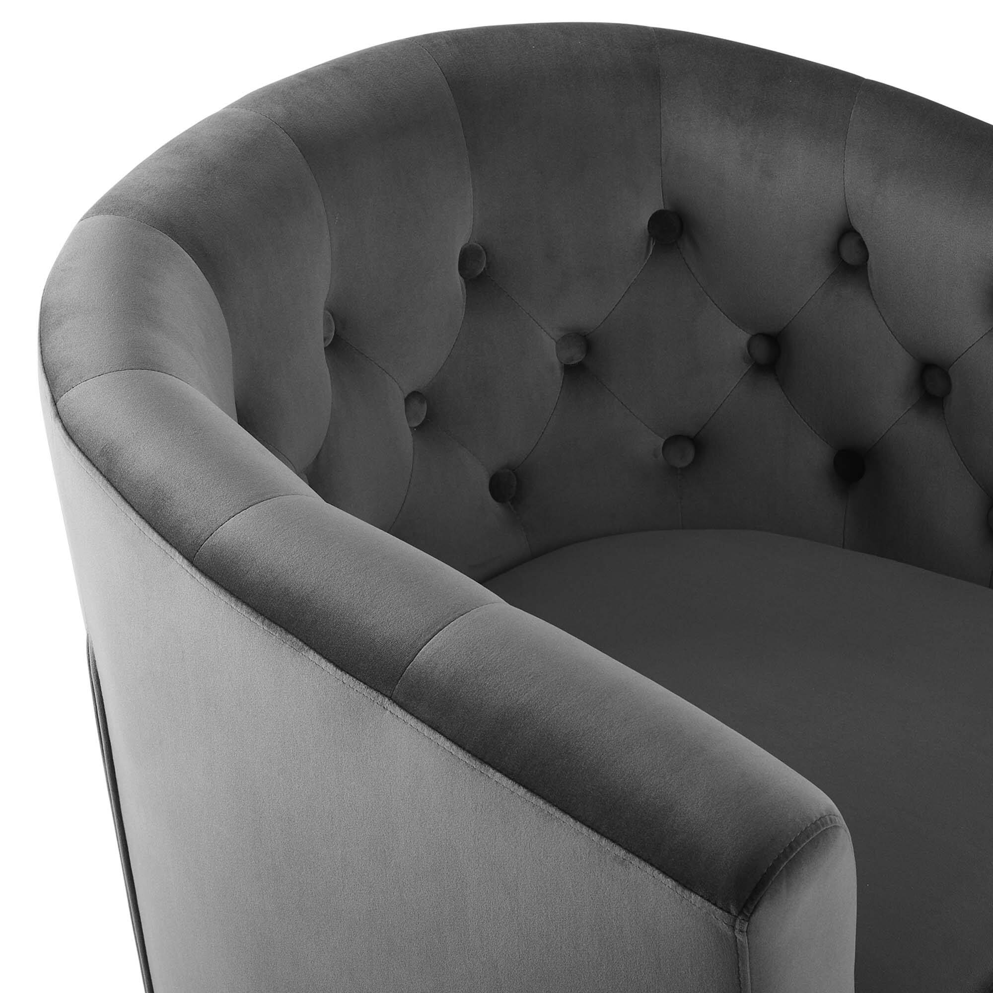 Alt View 4. Modway - Prospect Tufted Performance Velvet Swivel Armchair by Modway - Charcoal.