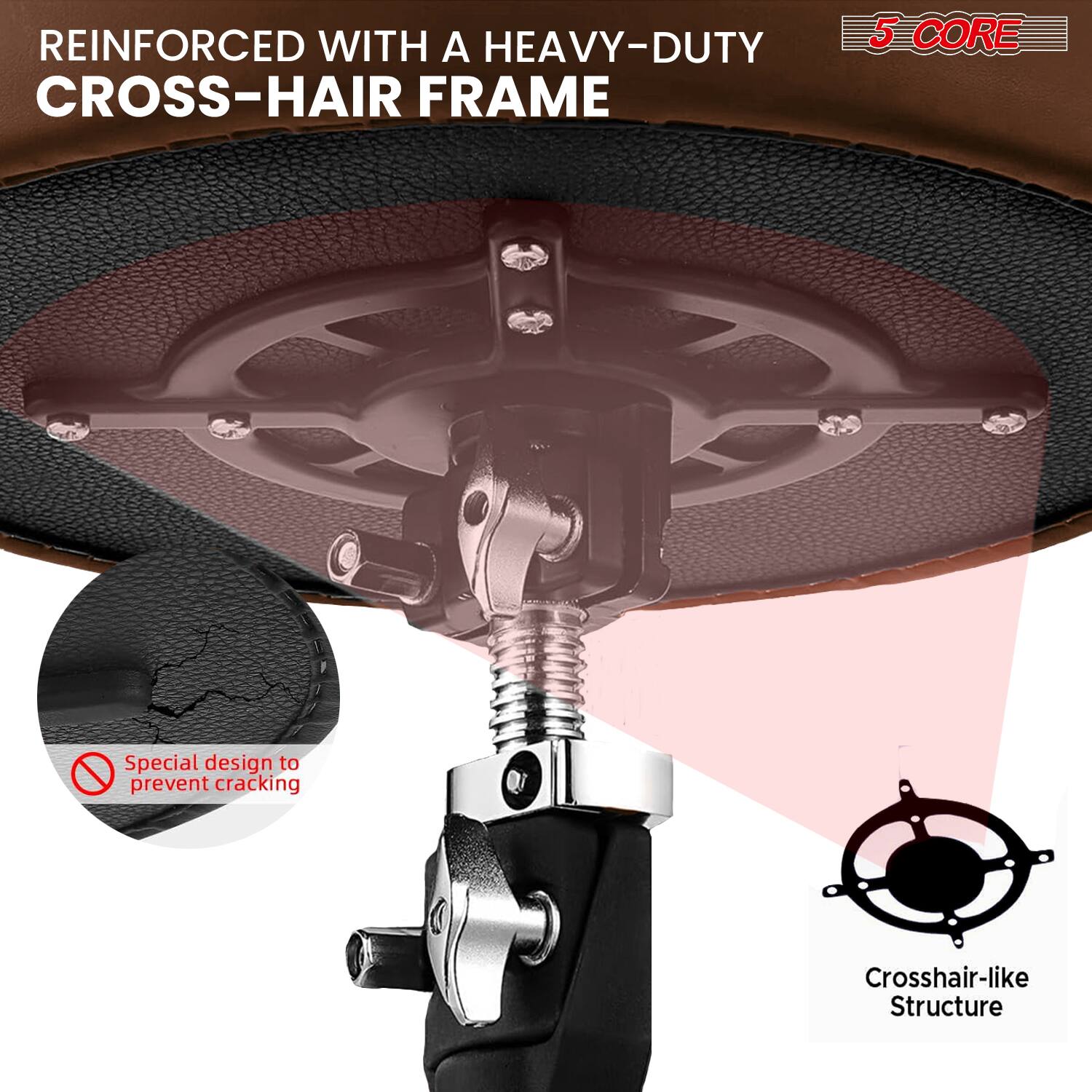 REINFORCED WITH A HEAVY-DUTY CROSS-HAIR FRAME

5 CORE

Special design to prevent cracking

Crosshair-like Structure