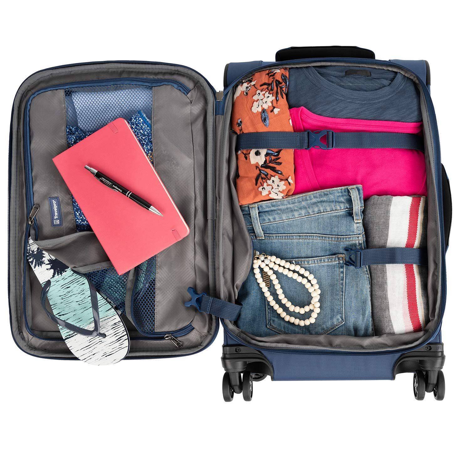 Back. Travelpro - Travelpro Tourlite Softside Expandable Luggage 21" Carry On Spinner - Blue.