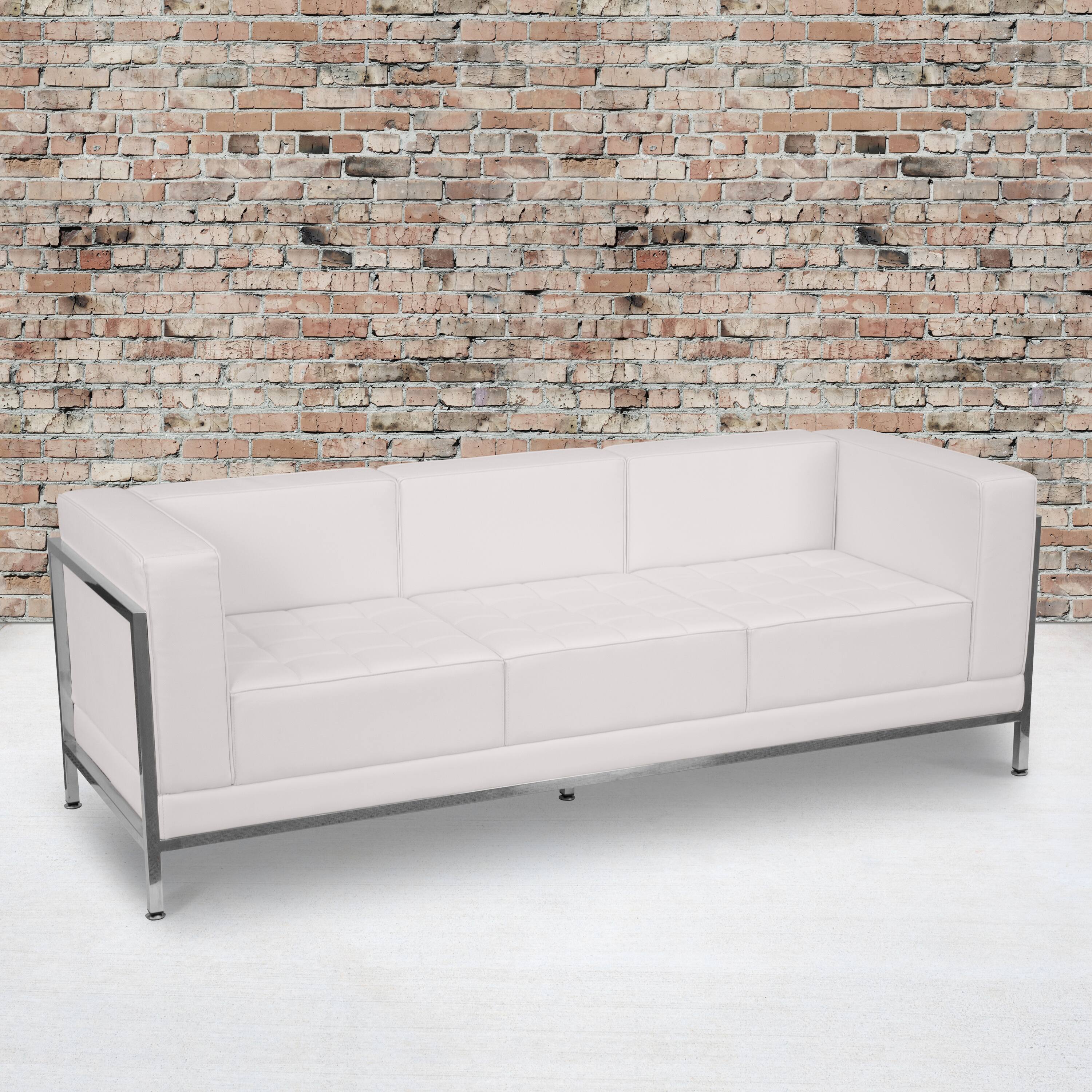 Angle. Flash Furniture - HERCULES Imagination Series Contemporary Melrose White LeatherSoft Sofa with Encasing Frame - White.