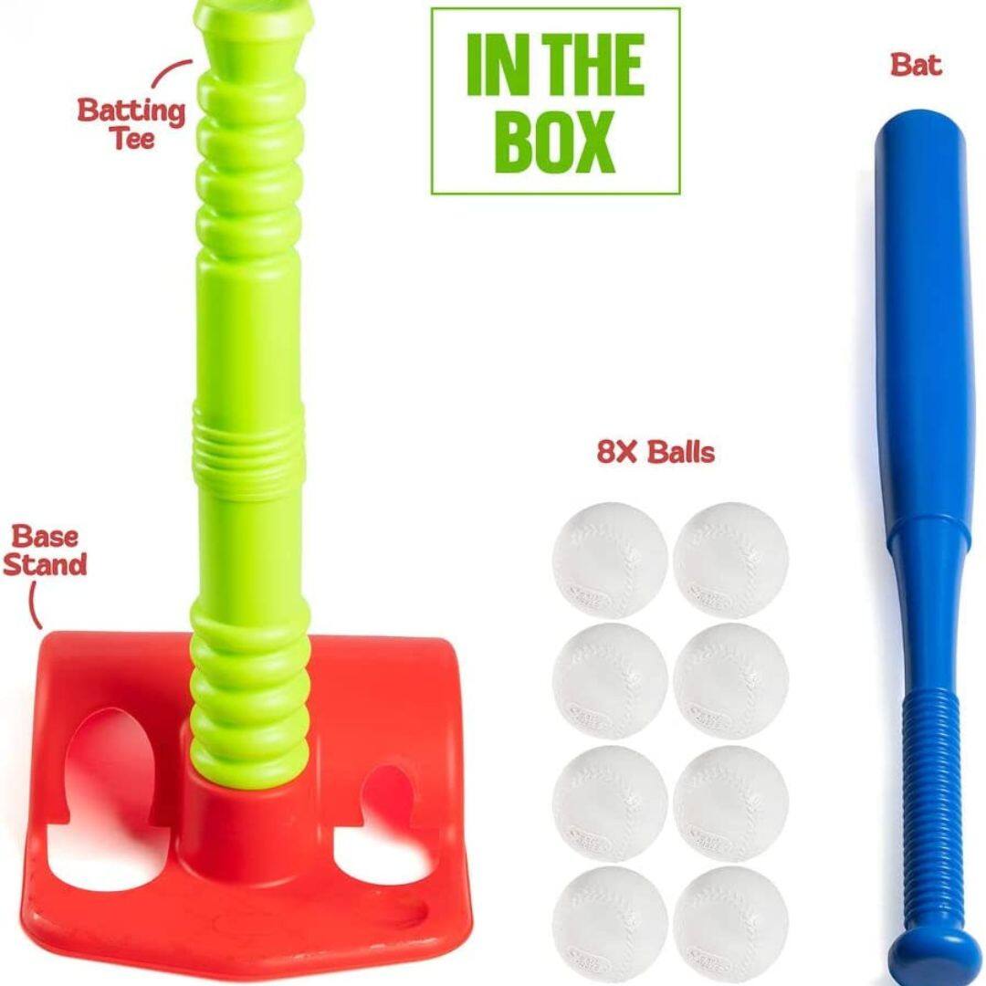 - Batting Tee
- Base Stand
- 8X Balls
- Bat
- IN THE BOX