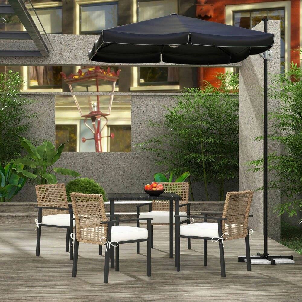 Alt View 7. Resenkos - Resenkos 5 Pieces Outdoor Dining Set, Wicker Rattan Patio Furniture Set, Cushions, Beige - Beige.