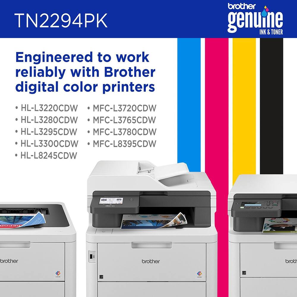 TN2294PK brother genuine INK & TONER Engineered to work reliably with Brother digital color printers HL-L3220CDW MFC-L3720CDW HL-L3280CDW MFC-L3765CDW HL-L3295CDW MFC-L3780CDW HL-L3300CDW MFC-L8395CDW HL-L8245CDW