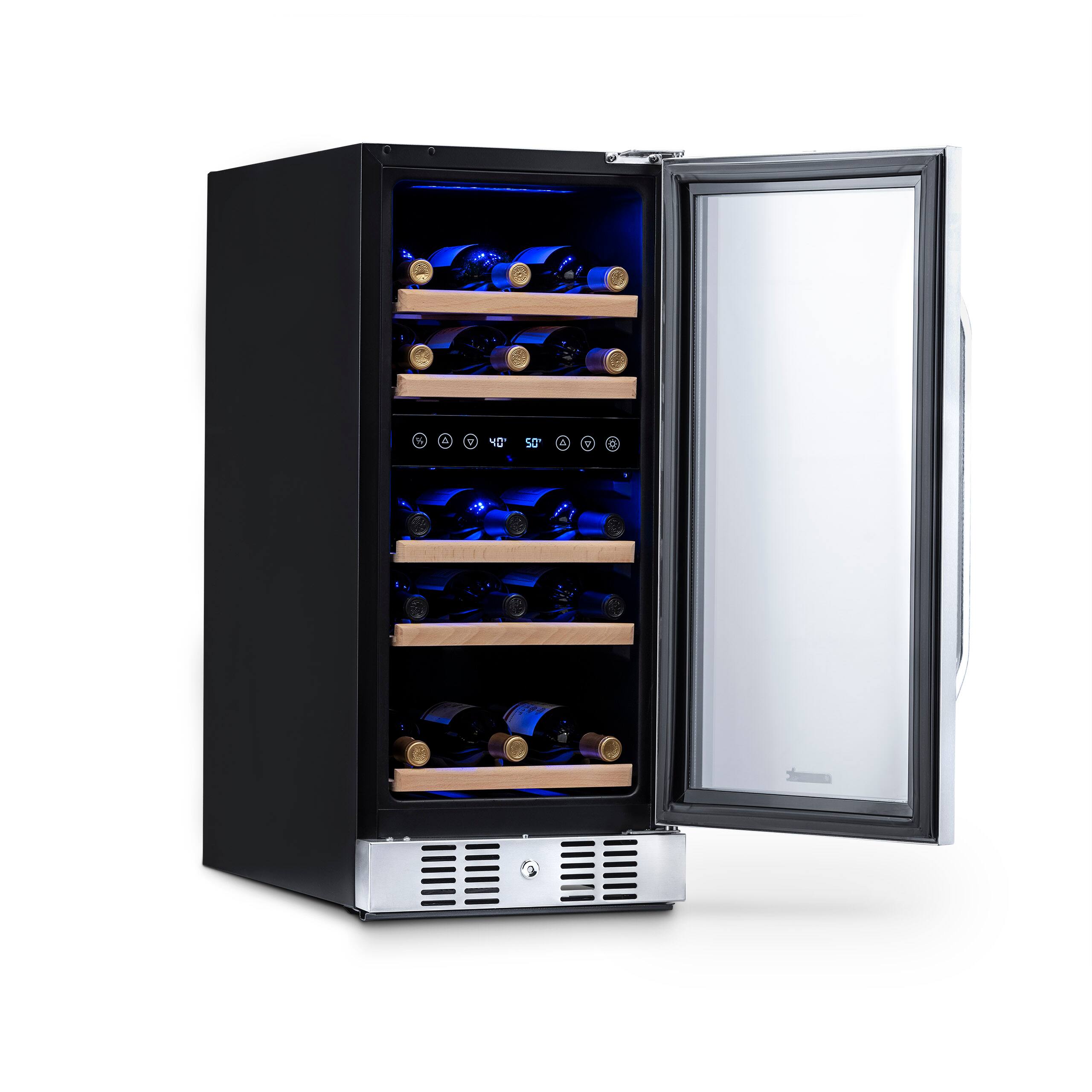 Alt View 17. NewAir - 15” Built-in 29 Bottle Dual Zone Compressor Wine Fridge with Beech Wood Shelves - Stainless steel.