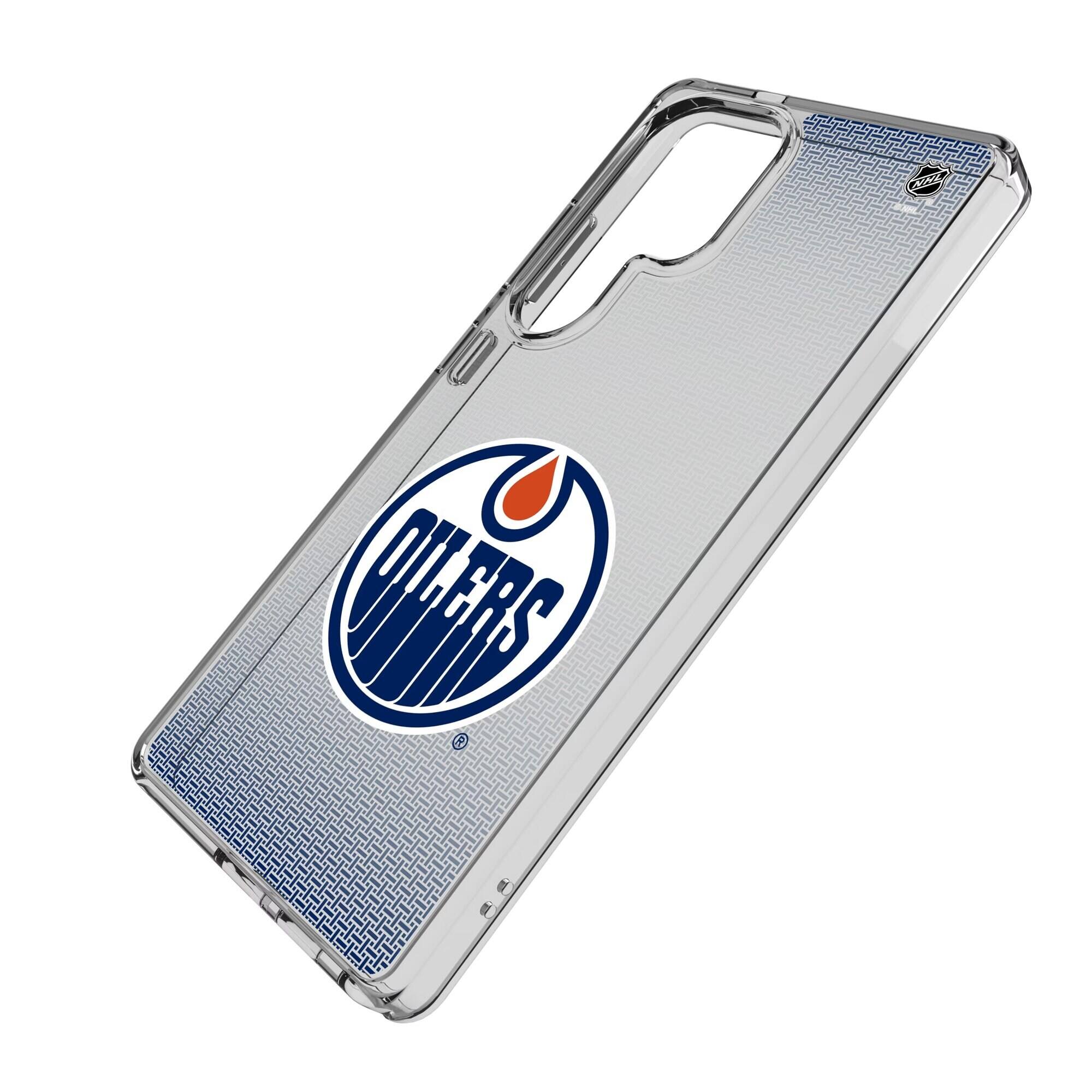 Alt View 1. Keyscaper - Edmonton Oilers Linen Logo Galaxy Clear Case - S25 Plus - Multicolor.