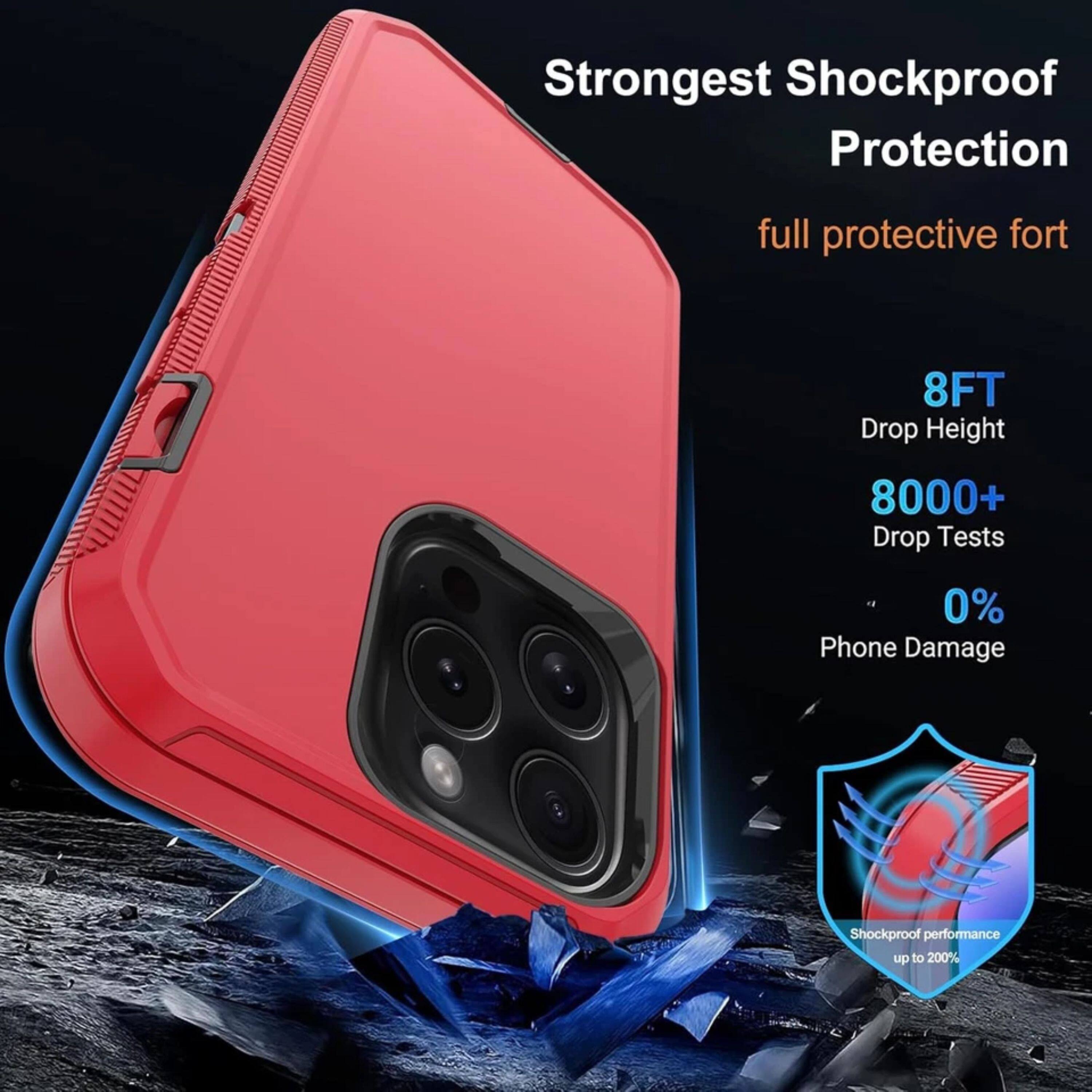 Strongest Shockproof Protection  
full protective fort  
8FT Drop Height  
8000+ Drop Tests  
0% Phone Damage  
Shockproof performance up to 200%