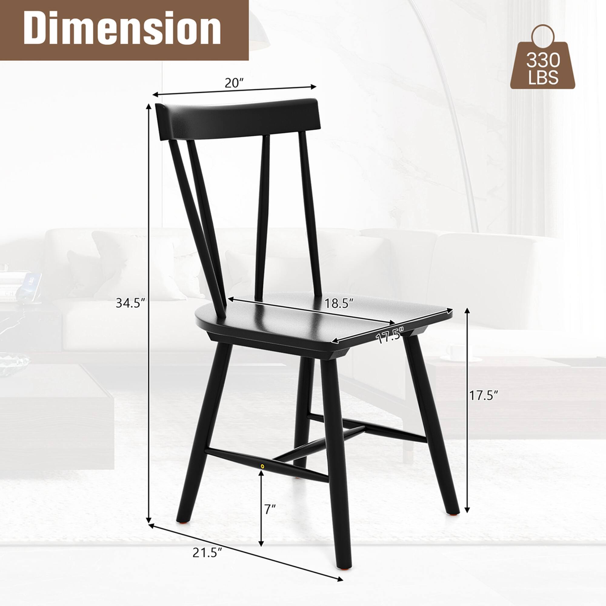 Dimension: 20" x 330 LBS x 34.5" x 18.5" x 17.50" x 17.5" x 7" x 21.5".