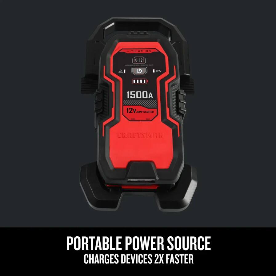 LITHIUM 1500A 12V 3P STARTER CRAFTSMAN PORTABLE POWER SOURCE CHARGES DEVICES 2X FASTER